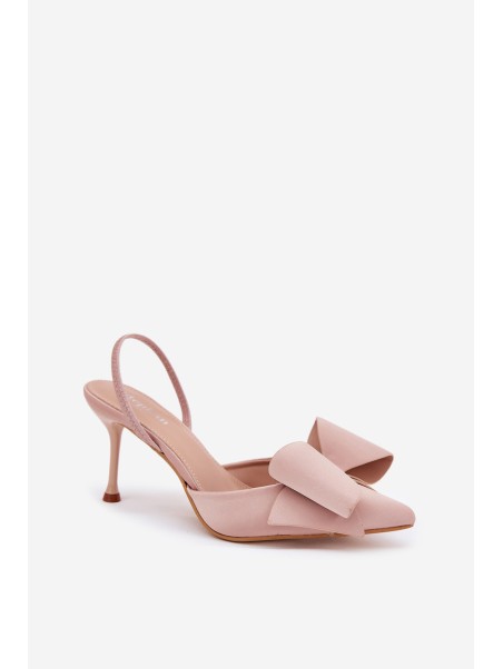 Heels With Open Heels And Bow Beige Eklevia