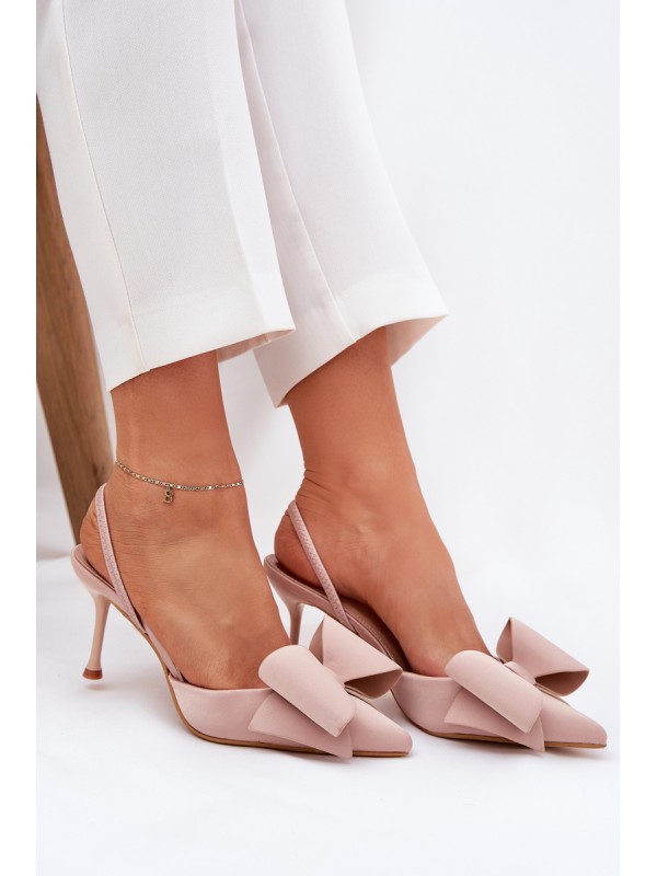Heels With Open Heels And Bow Beige Eklevia