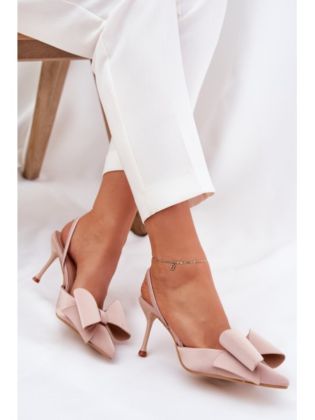 Heels With Open Heels And Bow Beige Eklevia