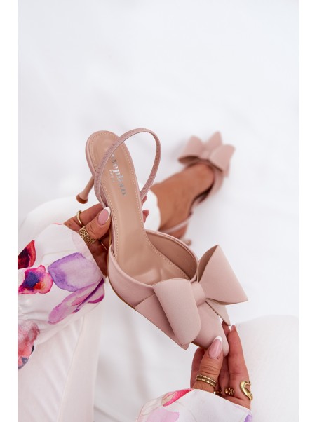 Heels With Open Heels And Bow Beige Eklevia