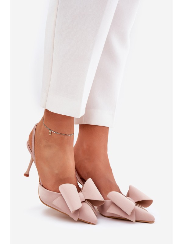 Heels With Open Heels And Bow Beige Eklevia