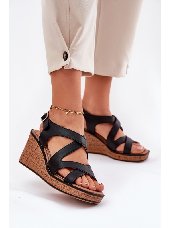 Wedge Sandals For Women Sergio Leone SK223 Black Wedge Sandals For Women Sergio Leone SK223 Black