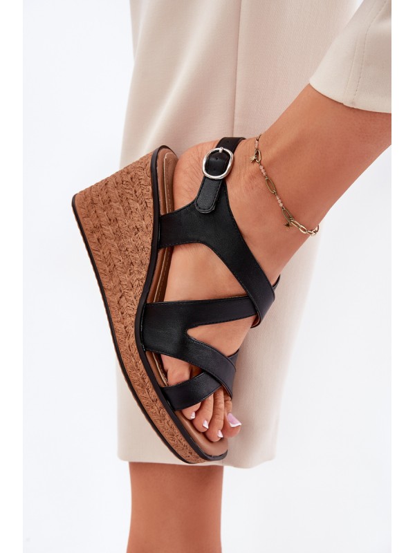 Wedge Sandals For Women Sergio Leone SK223 Black Wedge Sandals For Women Sergio Leone SK223 Black