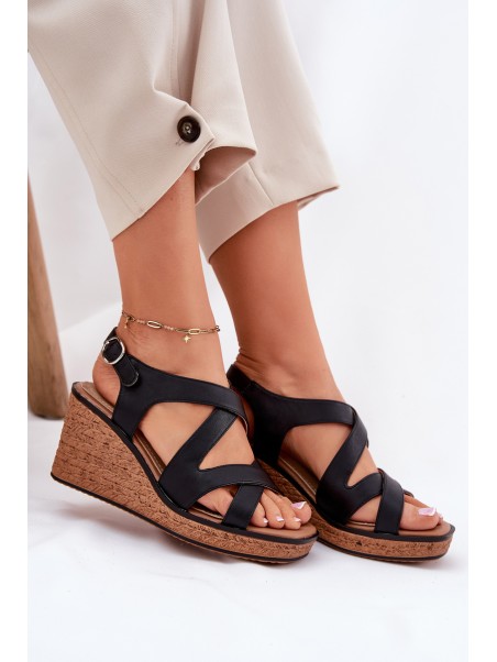 Wedge Sandals For Women Sergio Leone SK223 Black