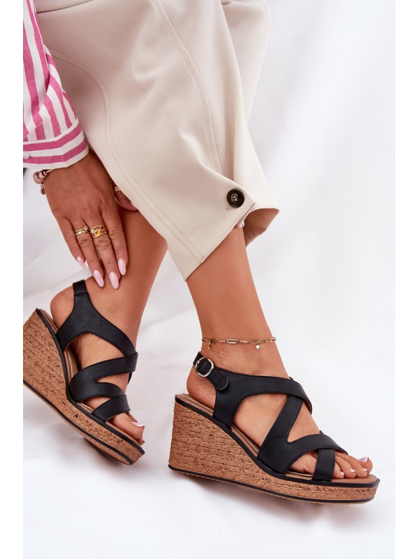 Wedge Sandals For Women Sergio Leone SK223 Black Wedge Sandals For Women Sergio Leone SK223 Black