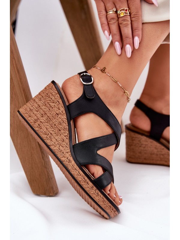 Wedge Sandals For Women Sergio Leone SK223 Black Wedge Sandals For Women Sergio Leone SK223 Black