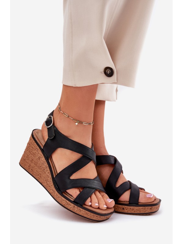 Wedge Sandals For Women Sergio Leone SK223 Black Wedge Sandals For Women Sergio Leone SK223 Black