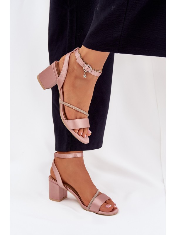 Ladies Heeled Sandals With Zirconia Vinceza 20268 Beige