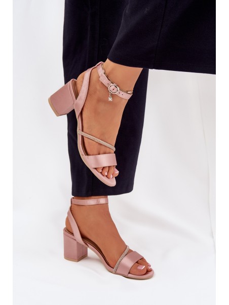 Ladies Heeled Sandals With Zirconia Vinceza 20268 Beige