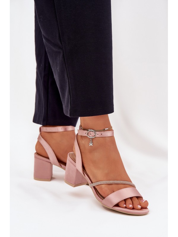 Ladies Heeled Sandals With Zirconia Vinceza 20268 Beige
