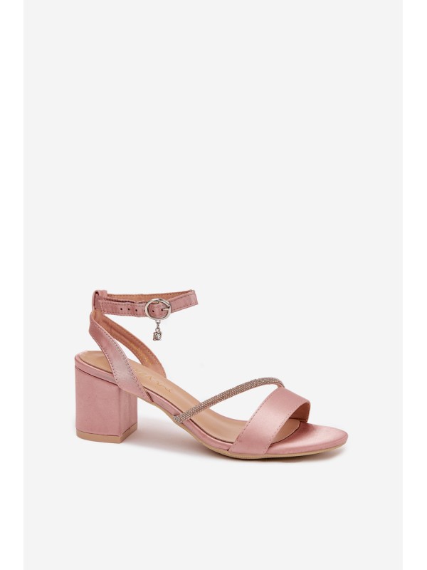 Ladies Heeled Sandals With Zirconia Vinceza 20268 Beige