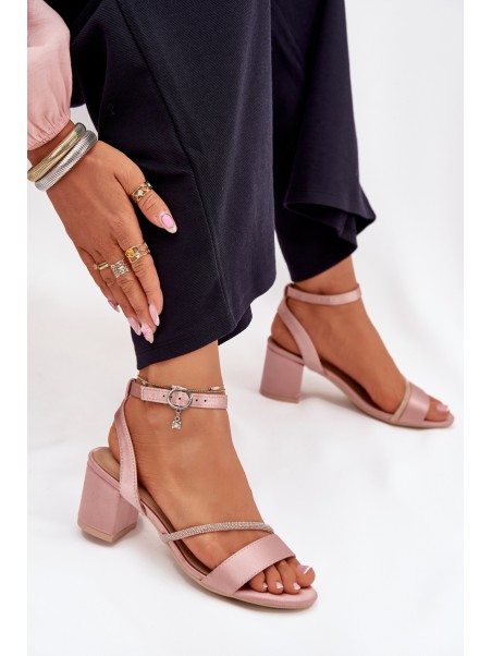 Ladies Heeled Sandals With Zirconia Vinceza 20268 Beige
