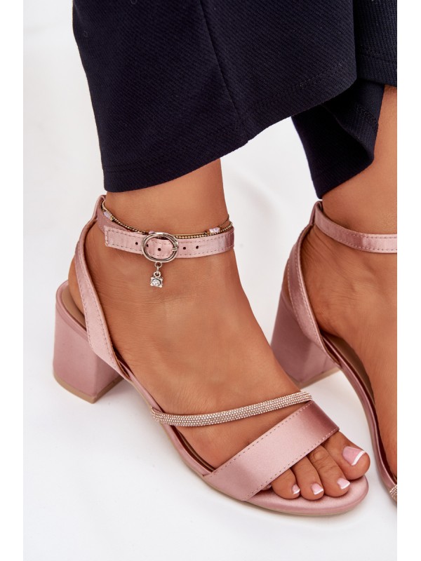 Ladies Heeled Sandals With Zirconia Vinceza 20268 Beige