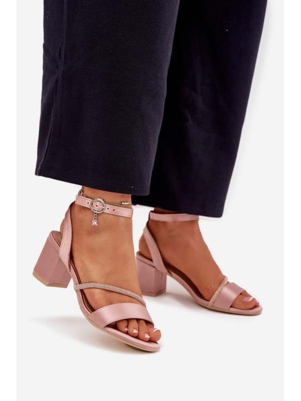 Ladies Heeled Sandals With Zirconia Vinceza 20268 Beige