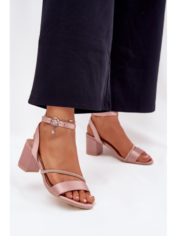 Ladies Heeled Sandals With Zirconia Vinceza 20268 Beige