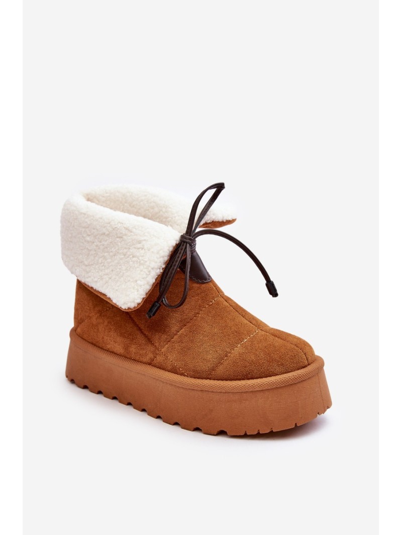 Women's Platform Snow Boots with Fur Camel Olimuka