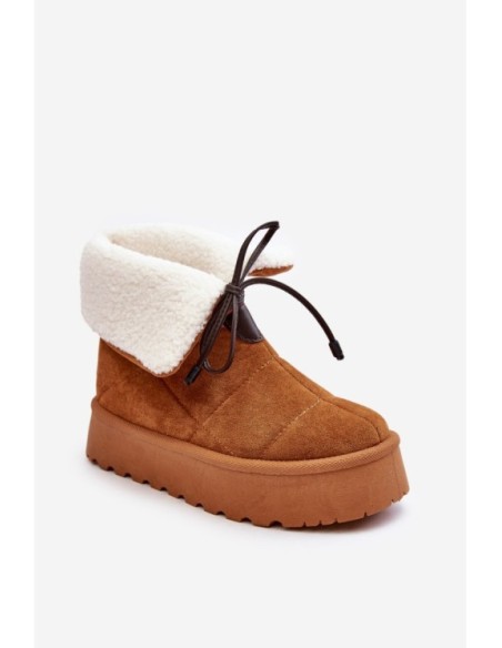 Women's Platform Snow Boots with Fur Camel Olimuka