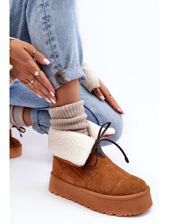 Women's Platform Snow Boots with Fur Camel Olimuka 2