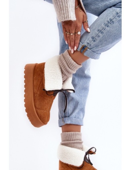 Women's Platform Snow Boots with Fur Camel Olimuka