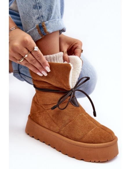 Women's Platform Snow Boots with Fur Camel Olimuka