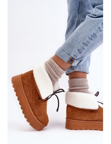 Women's Platform Snow Boots with Fur Camel Olimuka