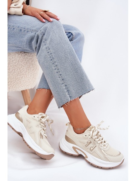 Women's Sneakers On A Chunky Sole Beige Davira