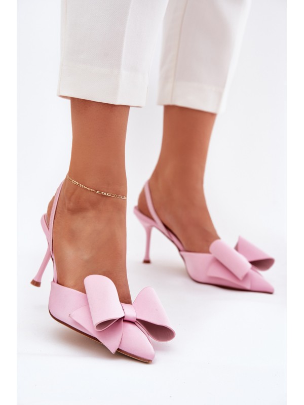High Heels With Open Heels And Bow Pink Eklevia