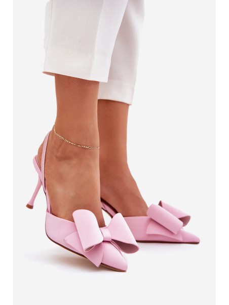 High Heels With Open Heels And Bow Pink Eklevia