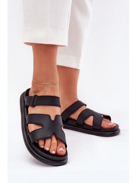 Rubber Women's Slippers With Strap Black Tavirae