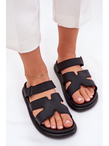 Rubber Women's Slippers With Strap Black Tavirae