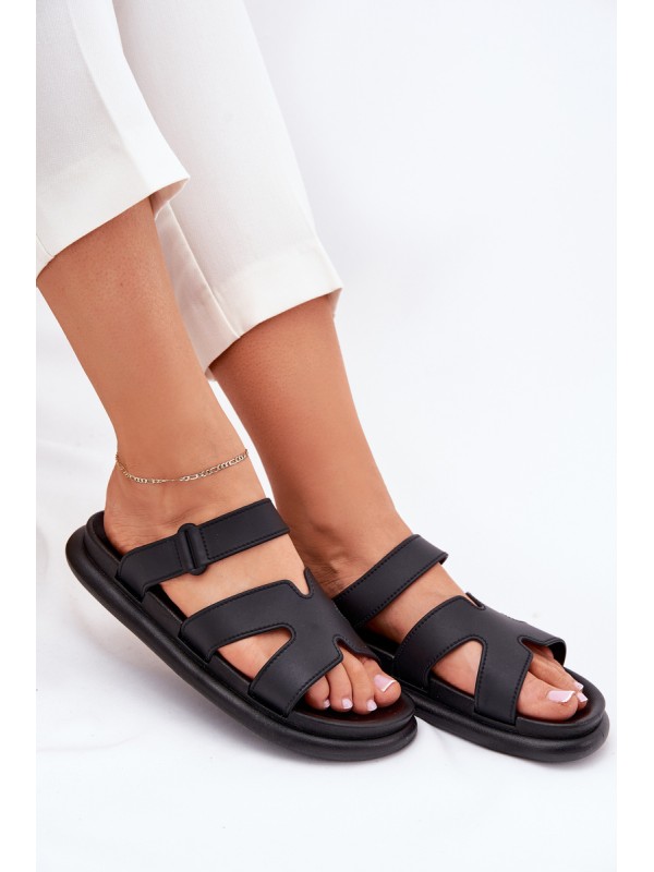 Rubber Women's Slippers With Strap Black Tavirae