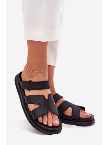 Rubber Women's Slippers With Strap Black Tavirae