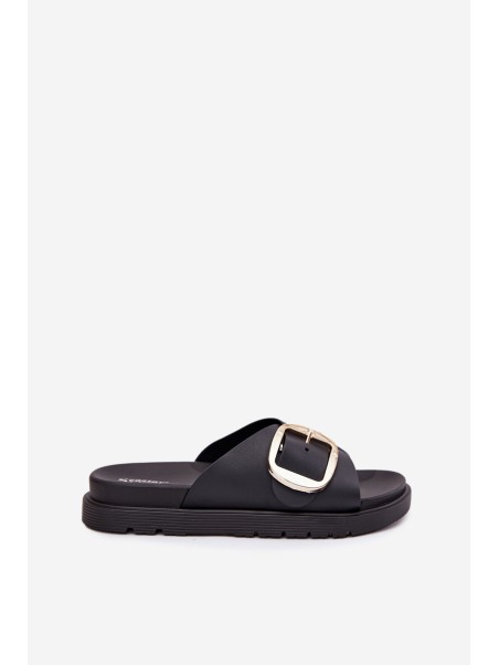 Ladies Platform Sandals With Gold Buckle Black Jovira