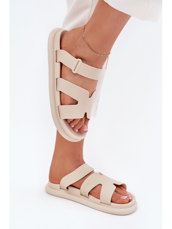 Women's Rubber Slippers With Strap Beige Tavirae