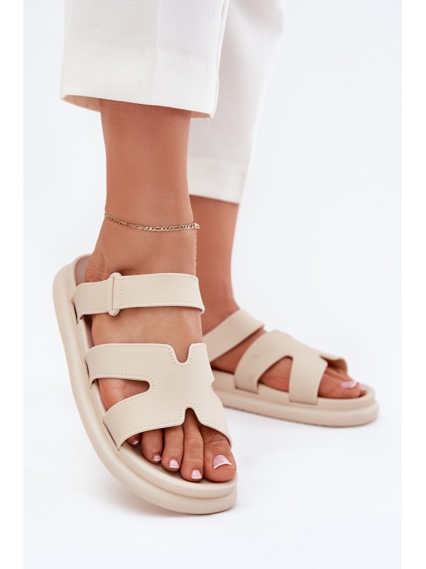 Women's Rubber Slippers With Strap Beige Tavirae