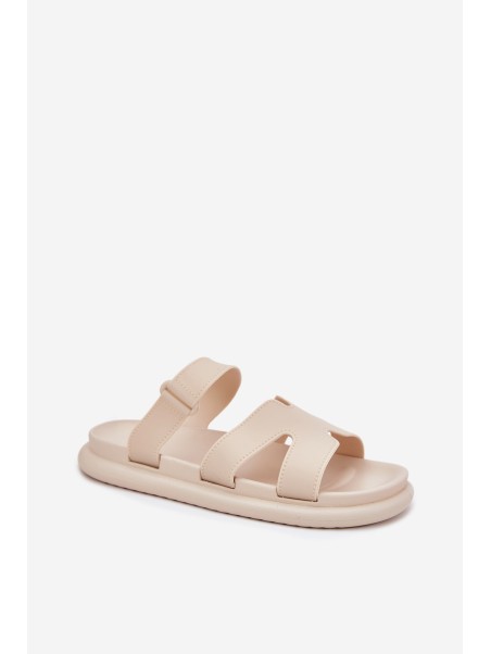 Women's Rubber Slippers With Strap Beige Tavirae