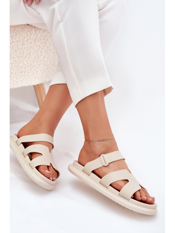 Women's Rubber Slippers With Strap Beige Tavirae
