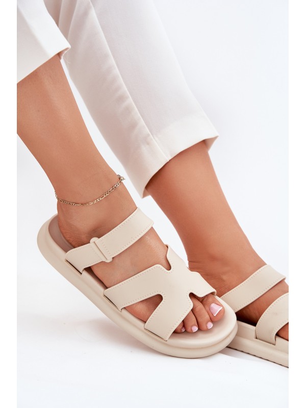 Women's Rubber Slippers With Strap Beige Tavirae
