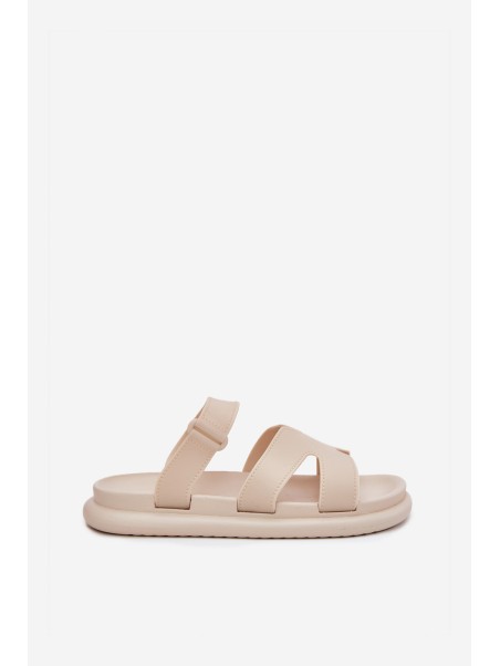 Women's Rubber Slippers With Strap Beige Tavirae