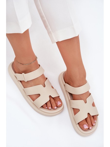 Women's Rubber Slippers With Strap Beige Tavirae