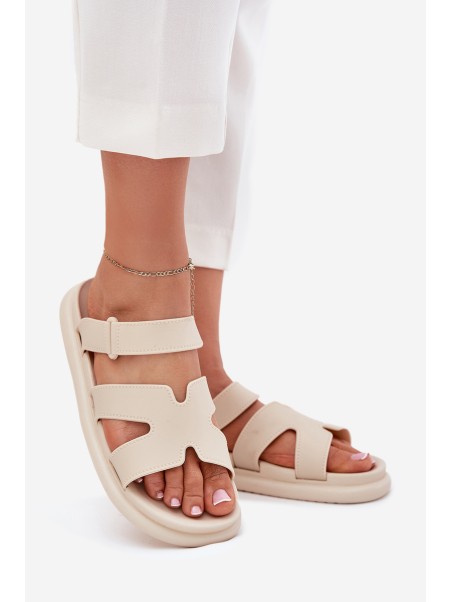 Women's Rubber Slippers With Strap Beige Tavirae