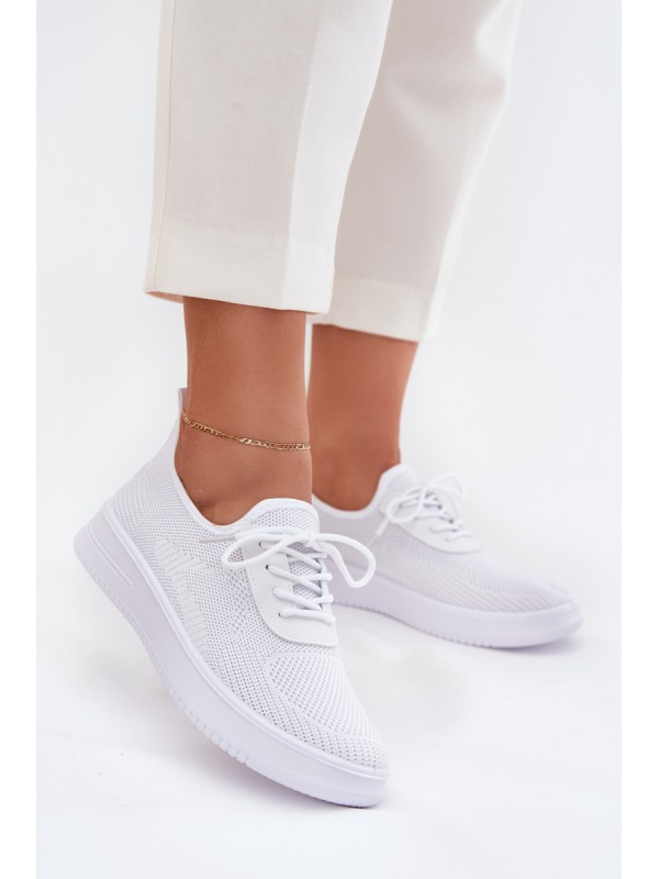 Women White Fabric Slip-On Sports Shoes on Platform Kalyra