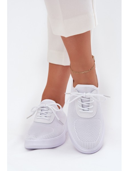 Women White Fabric Slip-On Sports Shoes on Platform Kalyra