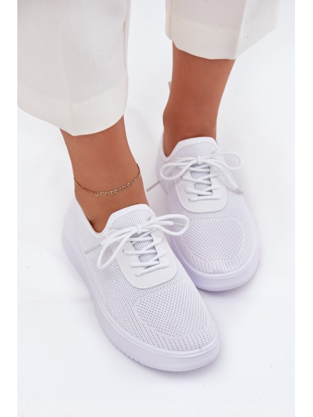 Women White Fabric Slip-On Sports Shoes on Platform Kalyra
