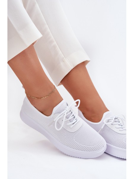 Women White Fabric Slip-On Sports Shoes on Platform Kalyra