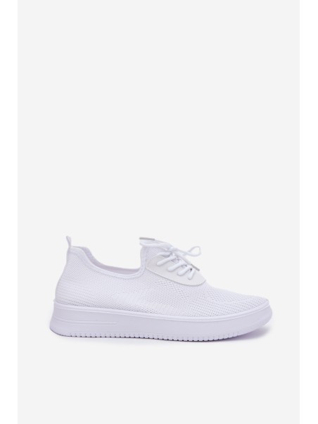Women White Fabric Slip-On Sports Shoes on Platform Kalyra