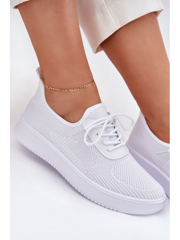 Women White Fabric Slip-On Sports Shoes on Platform Kalyra