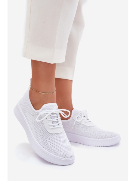 Women White Fabric Slip-On Sports Shoes on Platform Kalyra