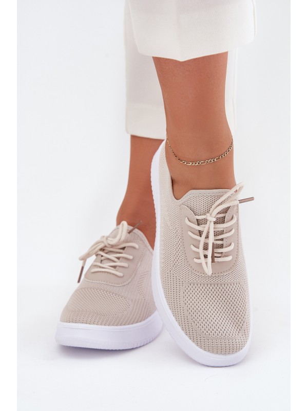 Fabric Slip On Sports Shoes On Platform Ladies Beige Kalyra 2
