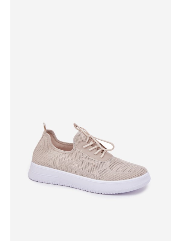Fabric Slip On Sports Shoes On Platform Ladies Beige Kalyra